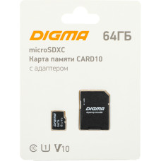 Карта памяти DIGMA MicroSDXC Class 10 Card10 DGFCA064A01