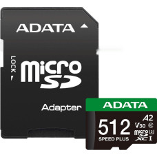 Карта памяти A-Data SPEED PLUS microSDXC 512GB UD512GUI3V30A2SP-RA1 (с адаптером)